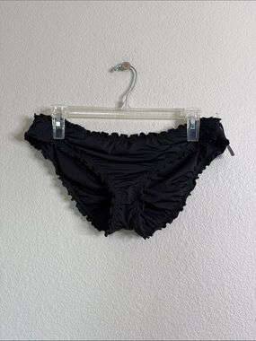 Victoria's Secret Black Ruffle Trim Swim Bottoms NWT large